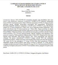 Image of Gambaran Kadar D-Dimer Pada Pasien COVID-19 di Salah Satu Rumah Sakit Swasta Bintaro, Tangerang Selatan