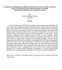 Image of Gambaran Pemeriksaan Hematologi Rutin Pada Pasien COVID-19 Dengan Menggunakan Hematology Analyzer di Rumah Sakit Swasta Jakarta Utara