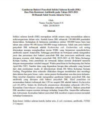 Image of Gambaran Bakteri Penyebab Infeksi Saluran Kemih (ISK) dan Pola Resistensi Antibiotik Tahun 2019-2021 di Rumah Sakit Swasta Jakarta Utara