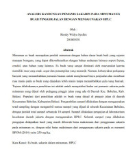 Image of Analisis Kandungan Pemanis Sakarin Pada minuman Es buah Pinggir Jalan Dengan menggunakan HPLC