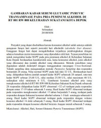 Image of Gambaran Kadar Serum Glutamic Pyruvic Transminase Pada Pria Peminum Alkohol di RT 001 RW 008 Kelurahan Sukatani Kota Depok