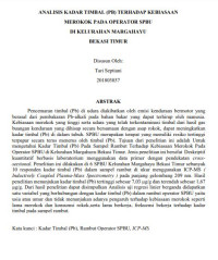 Image of Analisi Kadar Timbal (Pb) Terhadap Kebiasaan Merokok Pada Operator SPBU Di Kelurahan Margahayu Bekasi Timur