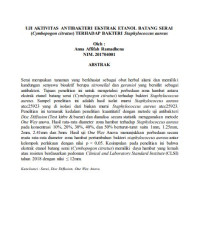 Image of Uji Aktivitas Antibakteri Ekstrak Etanol Batang Serai  (Cymbopogon citratus) Terhadap Bakteri Staphylococcus aureus