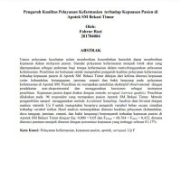 Image of Pengaruh Kualitas Pelayanan Kefarmasian terhadap Kepuasan Pasien di Apotek SM Bekasi Timur