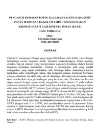 Image of Pengaruh Kemasan Botol Kaca dan Kaleng Pada Suhu Panas Terhadap Kadar Vitamin C Menggunakan Kromatografi Cair Kierja Tinggi (KCKT) Fase Terbalik