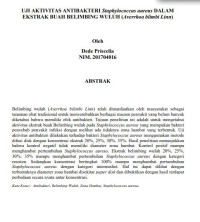 Image of Uji Aktivitas Antibakteri Staphylococcus Aureus Dalam Ekstrak Buah Belimbing Wuluh (Averrhoa blimbing L.)