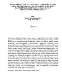 Image of Evaluasi Kerasionalan Penggunaan Antibiotik Oral Pada Pasien Infeksi Saluran Kemih Instalasi Rawat Inap Di Rumah Sakit X Kota Bekasi Dengan Menggunakan Metode Gyssens.