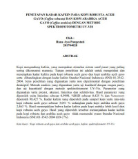 Image of Penetapan Kadar Kafein pada Kopi Robusta Aceh Gayo (Coffea robusta) dan Kopi Arabika Aceh Gayo (Coffea arabica) dengan Metode Spektrofotometri UV-Vis
