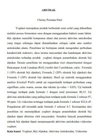 Image of Formulasi Yoghurt Drink dengan Penambahan Ekstrak Biji Alpukat (Persea Americana Mill) Sebagai Minuman Fungsional Sumber Antioksidan