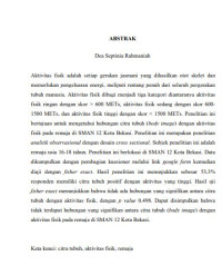 Image of Hubungan Citra Tubuh dengan Aktivitas Fisik pada Remaja di SMA Negeri 12 Kota Bekasi