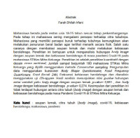 Image of Hubungan Body Image dengan Asupan Lemak dan Kebiasaan Berolahraga di Masa Pandemi Covid-19 pada Mahasiswa STIKes Mitra Keluarga