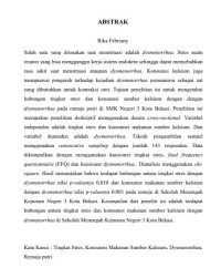 Image of Hubungan Tingkat Stres dan Konsumsi Makanan Sumber Kalsium dengan Dysmenorrhea pada Remaja Putri di SMK Negeri 3 Kota Bekasi