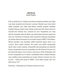 Image of Hubungan Pengetahuan Gizi terkait Frekuensi Konsumsi Fast Food Pada Remaja di SMKN 3 Kota Bekasi