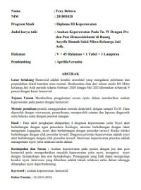 Image of Asuhan keperawatan pada pasien tn. w dengan pre dan post hemoroidektomi di ruang anyelir rumah sakit swasta jati asih di masa pandemi covid 19