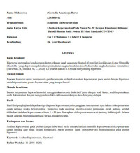 Image of Asuhan keperawatan pada Ny.W dengan hipertensi di ruang dafodil rumah sakit swasta bekasi di masa pandemi COVID-19