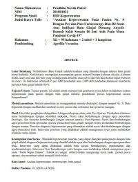 Image of Asuhan Keperawatan Pada Pasien Ny. S Dengan Pre dan  Post Ureteroscopy Dan DJ Stent Atas Indikasi Batu Ginjal Diruang Anyelir Rumah  Sakit Swasta Di Jati Asih Pada Masa Pandemi Covid-19
