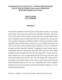 Image of UJI BIOAKTIVITAS SENYAWA ANTIBAKTERI EKSTRAK KULIT JERUK LEMON (Citrus limon) TERHADAP
BAKTERI Staphylococcus aureus.