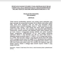 Image of Penetapan kadar vitamin C pada ekstrak kulit buah lemon (Citrus limon) menggunakan variasi konsentrasi pelarut dengan metode spektrofotometri UV-VIS