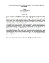 Image of Formulasi dan Evaluasi Sabun Padat Ekstrak Jahe Merah (Zingiber officinale var. rubrum)