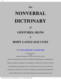 Image of The NONVERBAL DICTIONARY of gestures, signs and body language cues