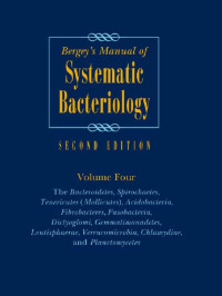 Image of BERGEY’S Manual of Systematic Bacteriology - The Bacteroidetes, Spirochaetes, Tenericutes (Mollicutes),
Acidobacteria, Fibrobacteres, Fusobacteria, Dictyoglomi, Gemmatimonadetes, Lentisphaerae, Verrucomicrobia, Chlamydiae, and Planctomycetes