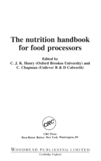 Image of The nutrition handbook for food processors