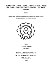 Image of Tesis - Pengaruh penyuluhan pola asuh terhadap peningkatan status gizi anak balita